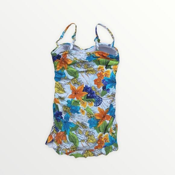 Tommy Bahama Swimsuit Size 4 Tropical Map Skirted One Piece - Picture 3 of 10